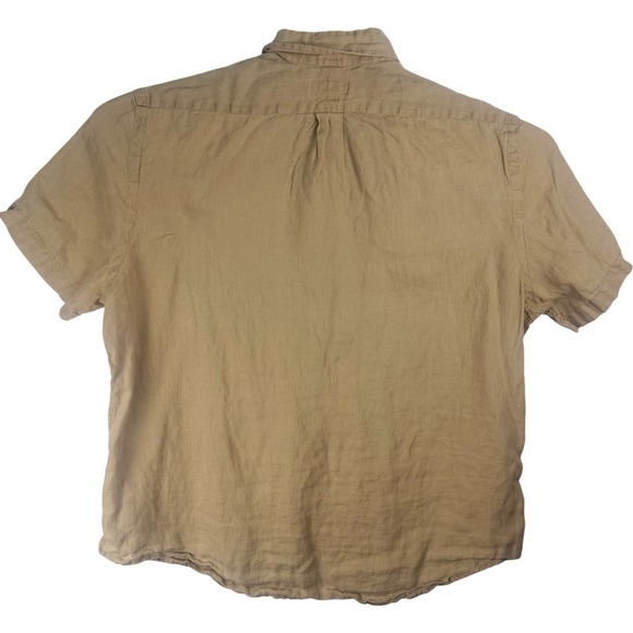Polo Ralph Lauren Classic Fit Linen Camp Shirt Mens XL Tan Safari Short Sleeve - Picture 3 of 6